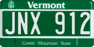 VT license plate JNX912