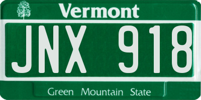 VT license plate JNX918