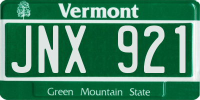 VT license plate JNX921
