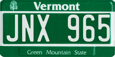 VT license plate JNX965