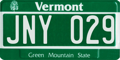 VT license plate JNY029
