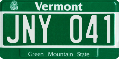 VT license plate JNY041