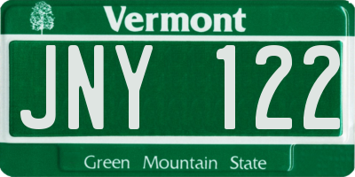 VT license plate JNY122