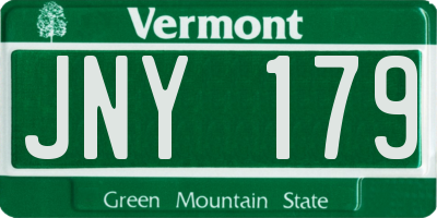 VT license plate JNY179