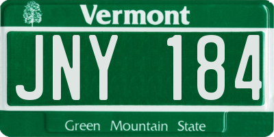 VT license plate JNY184