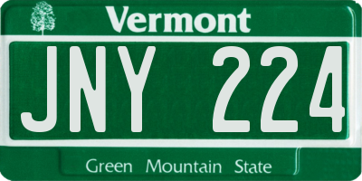VT license plate JNY224