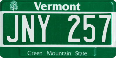 VT license plate JNY257