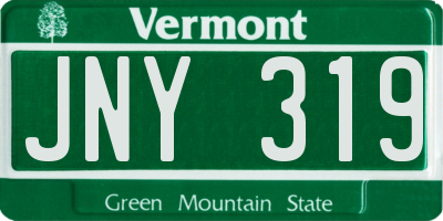VT license plate JNY319