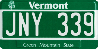 VT license plate JNY339