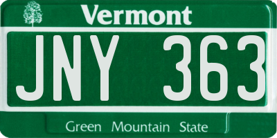VT license plate JNY363
