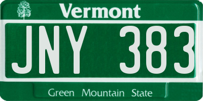 VT license plate JNY383
