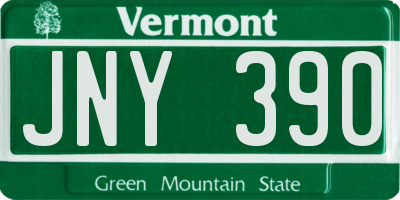 VT license plate JNY390