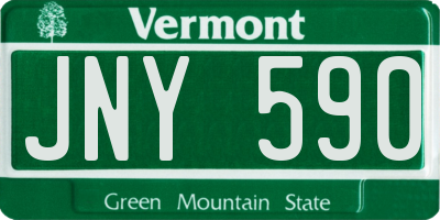 VT license plate JNY590