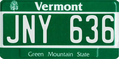 VT license plate JNY636