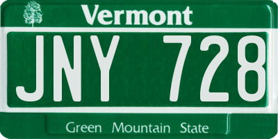 VT license plate JNY728