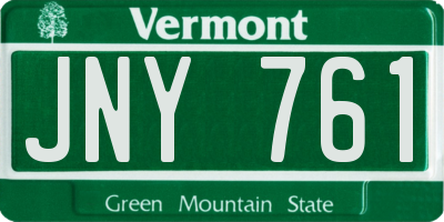 VT license plate JNY761