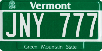 VT license plate JNY777
