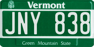 VT license plate JNY838