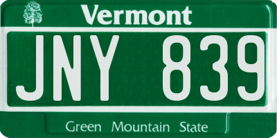 VT license plate JNY839