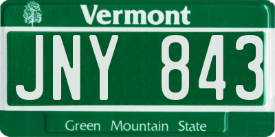 VT license plate JNY843