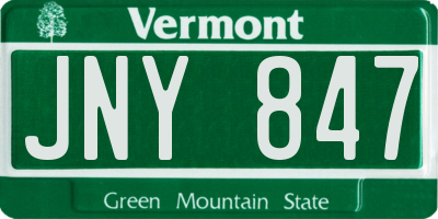 VT license plate JNY847