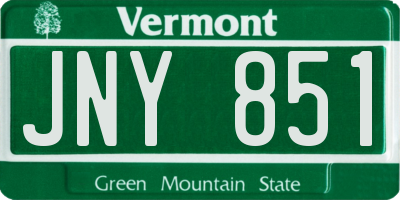 VT license plate JNY851