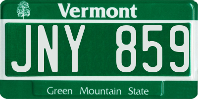 VT license plate JNY859