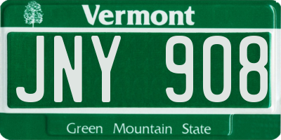 VT license plate JNY908