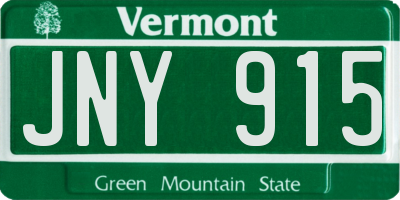 VT license plate JNY915