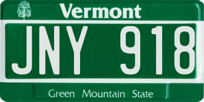 VT license plate JNY918