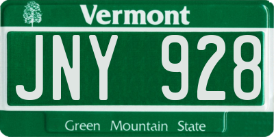 VT license plate JNY928