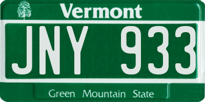 VT license plate JNY933