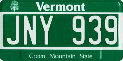 VT license plate JNY939