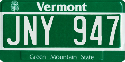 VT license plate JNY947