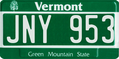 VT license plate JNY953