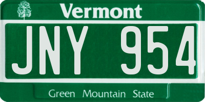 VT license plate JNY954