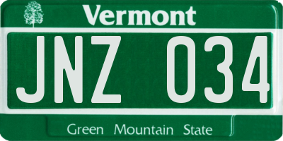 VT license plate JNZ034
