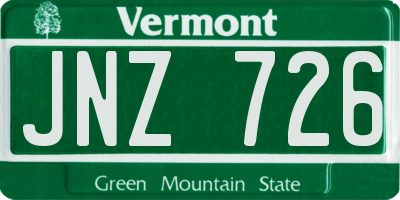 VT license plate JNZ726