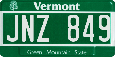 VT license plate JNZ849