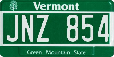 VT license plate JNZ854