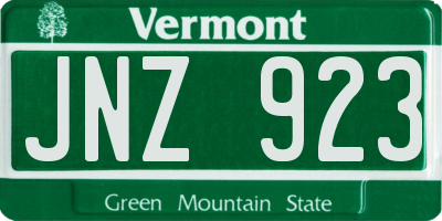 VT license plate JNZ923