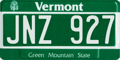 VT license plate JNZ927