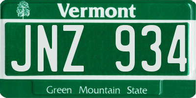 VT license plate JNZ934