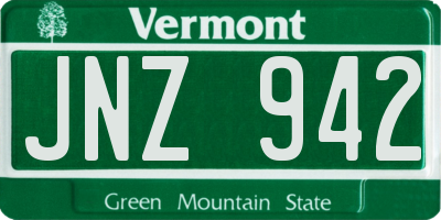 VT license plate JNZ942