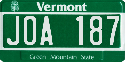 VT license plate JOA187