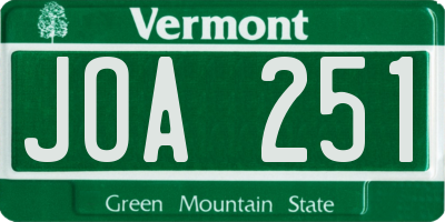VT license plate JOA251