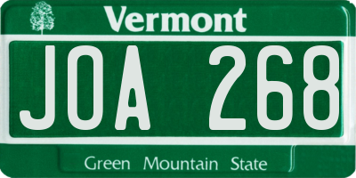 VT license plate JOA268