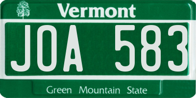 VT license plate JOA583