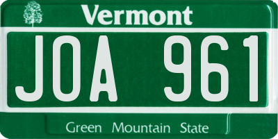 VT license plate JOA961