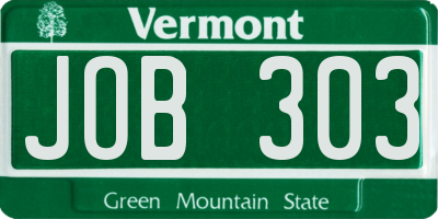 VT license plate JOB303